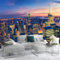 3D Panoramique Murale De Bâtiment Moderne De New York Premium Papier Peint Intissé Coloré Pour Salon Chambre Enfant Chambre Décoration Murale Moderne Poster Tableaux Photo Muraux 400 x 280 cm