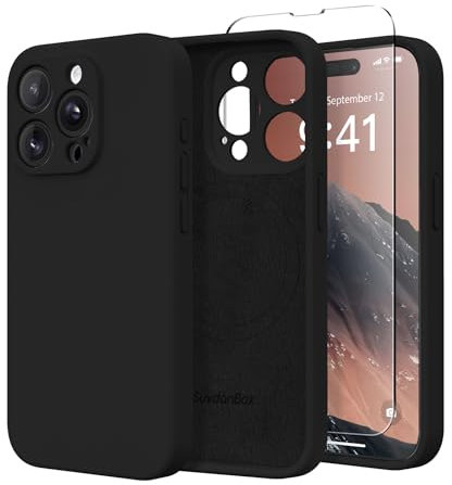 SuydanBox Magnetische Hülle für iPhone 12 Pro Max, kompatibel mit MagSafe, [Vollständiger Kameraschutz] [Displayschutzfolie] Stoßfeste Silikon-Schutzhülle für iPhone 12 Pro Max 6,7 Zoll, Schwarz