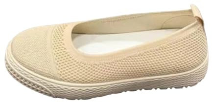 Generico Scarpe Training Mocassini Piatti da in Morbida Pelle Passi Leggeri Camminata Elegante Scarpe Ginnastica Nere Donna (Beige, 38)