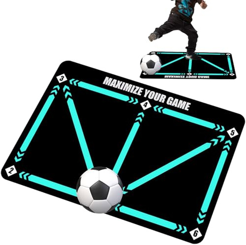 Kinfezlon 60x90cm Fussball Matte Spezielle Geschenke für Fußballfans | Fussball Trainingsmatte Fussballtraining zubehör, Fußballmatte kinder, ballkontrolle matte, Stoßdämpfende Fußballmatte