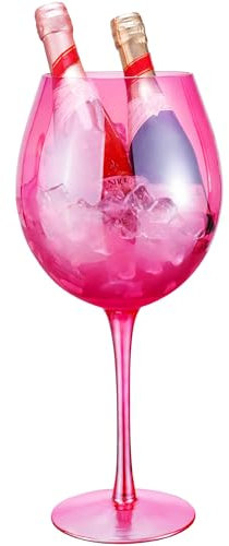 NiHome Vaso de vino gigante de 112 oz (rosa)