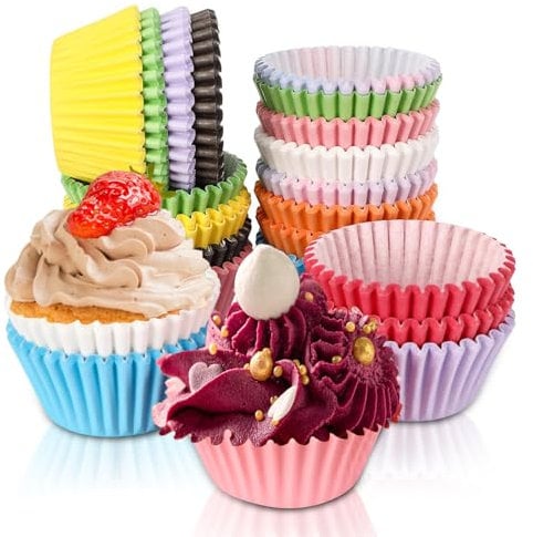 Yuannee Pirottini di Carta,500 PCS Pirottini per Muffin e Cupcake Antiaderenti e Resistente al Calore Ideali per Forno e Friggitrice ad Aria Pirottini Carta 10 Colori Alimentari e Sicuri