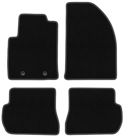 Velours-Fußmatten passend für Ford Fiesta MK6 2002-2010, Schwarz, Basic | passend für Schrägheck; dünner Velours-Teppich (Polypropylen), ca. 4 mm; rutschfest, ovale Befestigungen (Typ OWAL)