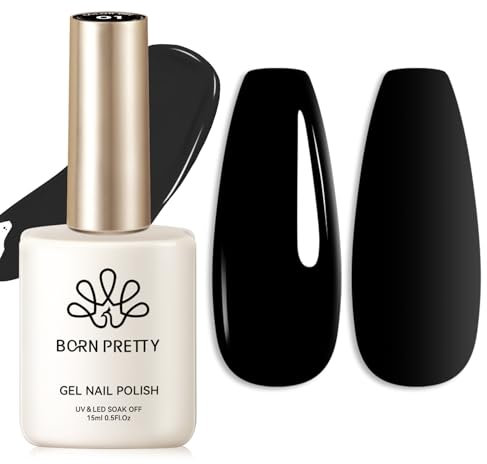 Born Pretty UV Nagellack Schwarz 15ml - Gel Nagellack UV Klassische Farbe LED Soak off Manicure Gel Lacquer Varnish
