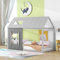 roomfitters Lit Cabane 90X200 avec Toit Et Fenêtre, Lit Simple en Bois Stable, Style Scandinave, Gris