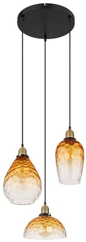GLOBO 15786-3H1 Pendant Lamp Living Room Glass Pendant Light Dining Room Amber
