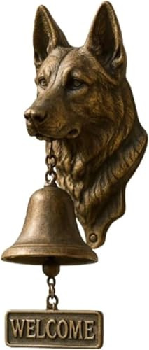 German Shepherd Welcome Doorbell,West Highland White Terrier Doorbell,Cast Iron Dinner Bell,Vintage Door Bell,Pug Head Shape Decorative Hanging Bell for Front Door Entryway Gate Yard Garden Home Deco