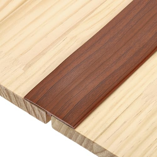 sourcing map T-Molding Transition Strips, 2M x 5cm (L x W) PVC Floor Flat Divider Strip Self Adhesive Vinyl Flooring Edging Trim for Joining Floor Gaps Doorways, Walnut