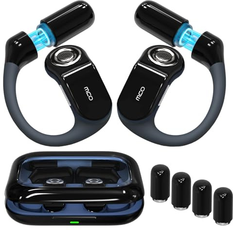 OJW Open-Ear Headphones, Unlimited Power Open-Ear Earbuds with Case & Replaceable Battery, OWS Bluetooth 5.4 Wireless Earphones with Mic, IPX7 Waterproof Headset, Compatible with iPhone & Android