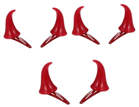 Halloween Haaraccessoires Rote Hörner 3 Paar Kunststoff Haarspangen Party