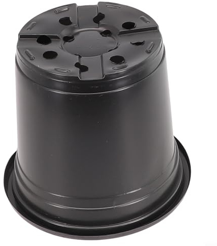 Desiumite Macetas de plástico para suculentas de bonsái de aloe vera, juego de macetas redondas negras, compatibles con hierbas, menta, orquídea, pothos, rosa, 150 x 105 x 132 mm y 170 x 120 x 140 mm