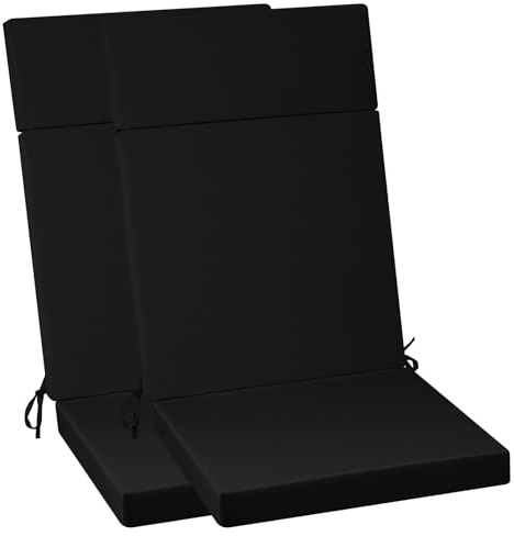PRIMEPATIO Hochlehner Sitzauflage 120x50x6cm 2PC Waschbarer Bezug, Schwarz | Komfortable Stuhlauflage mit Abnehmbarem Bezug, Wetterfestem Stoff und Dicker Polsterung für Garten und Terrasse