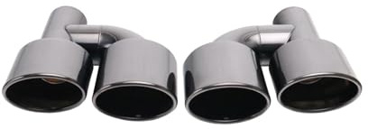 Auspuffrohr 1 Paar Ovale Auspuffendrohre Aus Edelstahl 63Mm Einlass 115 X 85Mm Auslass Doppelrohr-Upgrade Für W204 C63 Auspuffblende Endrohr(Schwarz)