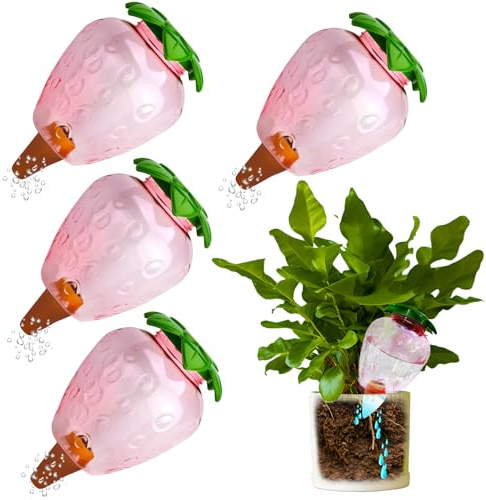 Shyllin Boules d'Irrigation pour Plantes – 4 Arrosage Automatique des Plantes, Boules d’Arrosage Plantes, Arrosage Plante Interieur pour Jardins et Balcons, Parfaits pour Les Vacances (Fraise)