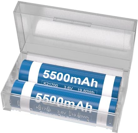 2 Pack 5500mAh Enhanced High Capacity 3.6V Ni-MH Rechargeable Batteries with Storage Box for Power Banks and LED Headlamps