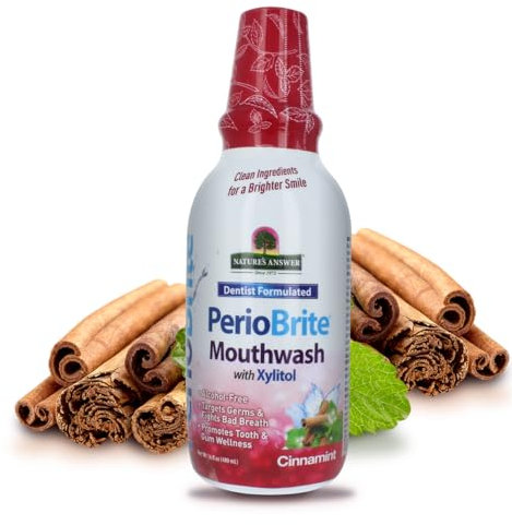 Nature's Answer PerioBrite Alcohol-Free Mouthwash, Cinnamint, 16-Fluid Ounce by Nature's Answer