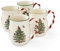 Portmeirion Home & Gifts Spode Becher mit Weihnachtsbaum-Motiv und Zuckerstangen-Griffen, Set mit 4 Stück