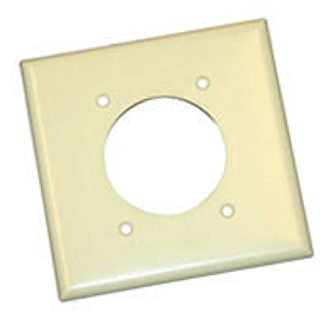 Cooper Wiring Devices 2168V 2-Gang Single Power Outlet Wall Plate, 2.15 Diameter Opening, Thermoset Plastic, Standard Size, Ivory