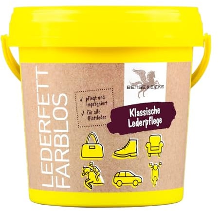 Bense & Eicke Lederfett - farblos, pflegt und nährt Glattleder, Schutz vor Nässe, macht weich und geschmeidig, für Sattel, Schuhe und Motorradbekleidung, 2500 ml