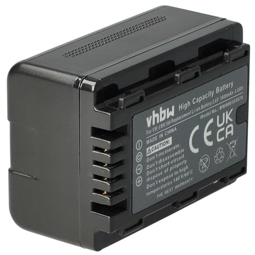 vhbw Akku kompatibel mit Panasonic HC-V500 | HC-V500EG-S, HC-V500EG-K Videokamera Camcorder (1600 mAh, 3,6 V, Li-Ion) + Infochip