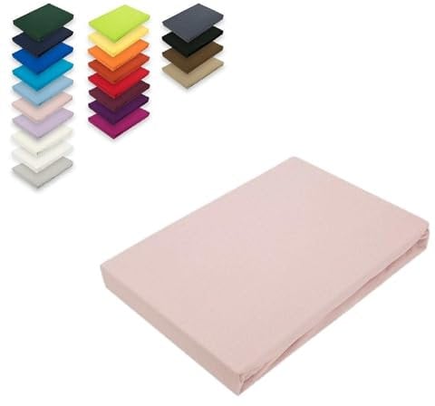 EXKLUSIV HEIMTEXTIL Jersey Spannbettlaken 180-200 x 200 cm Rosa 100% Baumwolle Öko - Tex Zertifiziert Bed-Sheet Bettlaken Spannbetttuch