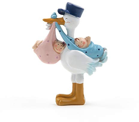 Mopec Imán Cigueña Amorosa con Gemelos Pit&Pita, Pack de 12 Unidades, Poliresina, Blanco, 1.00x5.50x8.00 cm