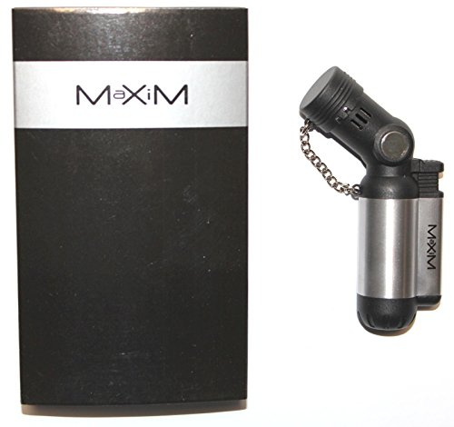 1x Maxim RIGAUD 4 BLUEFLAME Lighter, Sturmfeuerzeug Nachfüllbar, Gasfeuerzeug Feuerzeug BxHxT: 6,0x10,7x2,5 cm (1x Silber)
