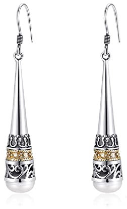 Real 925 Sterling Silver Vintage Drop Earring with Natural 6mm Freshwater Pearl Earrings for MetJakt Women's Fine Jewelry (Pearl)