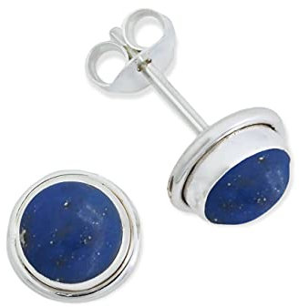 Ohrstecker 925 Silber Lapis Lazuli blauer Stein Edelstein Ohrringe echt Silber Damen Sterling Silber Stecker Geschenk(MOS-048-06)
