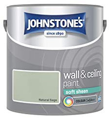 Johnstone's - Wall and Ceiling Paint Soft Sheen - Interior Paint - Satin Finish - Suitable for Interior Walls and Ceilings - Natural Sage - 2.5 L