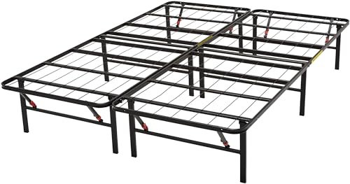Amazon Basics Bettgestell, Klappbar, Pritsche, Werkzeuglose Montage, Unterbettstauraum, Einzelbett, 135 x 190 x 35.5 cm, Schwarz