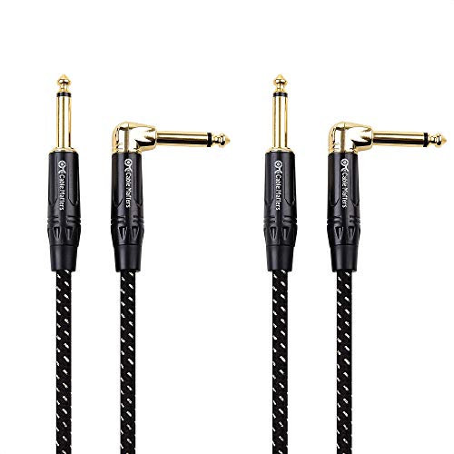 Cable Matters 2 Pack 6.35mm TS Straight to Right Angle Guitar Cable, 6.35mm Instrument Cable - 3m