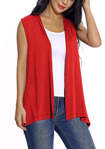 EXCHIC Donna Elegante Casual Aperto Davanti Gilet Senza Maniche Sciolto Cardigan