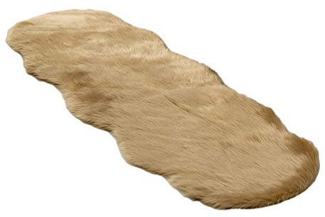 GladiolusA Faux Teppich Imitat Teppich Longhair Fell Optik Bettvorleger Sofa Matte Leichtes Kamel 60 * 180cm