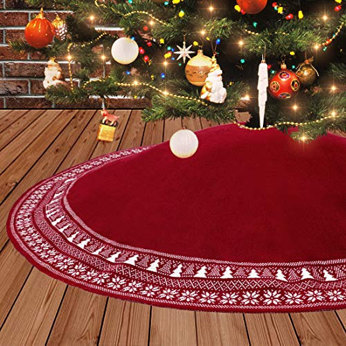 Dremisland Gonna Grande Albero di Natale, 122 cm Gonna Rustica Albero di Natale Spessa Pesante Filato Lavorata a Maglia Tappetino per albero di Natale Coperta Ornamenti Natalizi Decorazione della casa