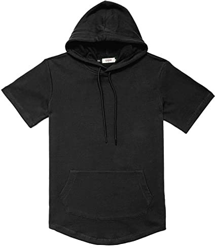 Dubinik Short Sleeve Hoodie for Men Casual Lightweight Sweatshirts with Kangaroo Pocket Black