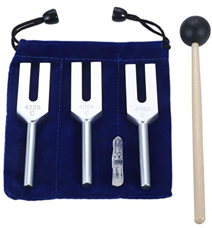 Angel Tuning Forks Set - 4096 Hz, 4160 Hz, 4225 Hz for Sound Healing, Musical Instrument, Therapy, Medical, with Silicone hammer and Soft Storage Bag | for Healing & Sound Musical Instrument, with Silicone hammer & Soft Storage Bag