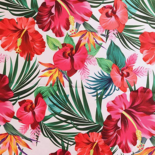 HEKO PANELS Stoff Oxford Wasserdichte Meterware CanvasPolyester Stoff Zum Nähen Nähstoffe Möbelstoffe Dekostoffe Handwerken Wasserabweisend Blickdicht Blumen Pink Bunt 100 x 160 cm