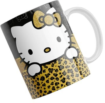 Taza Kitty leopardo - Cerámica Alta Resistencia 330 ml. - Apta Microondas y Lavavajillas