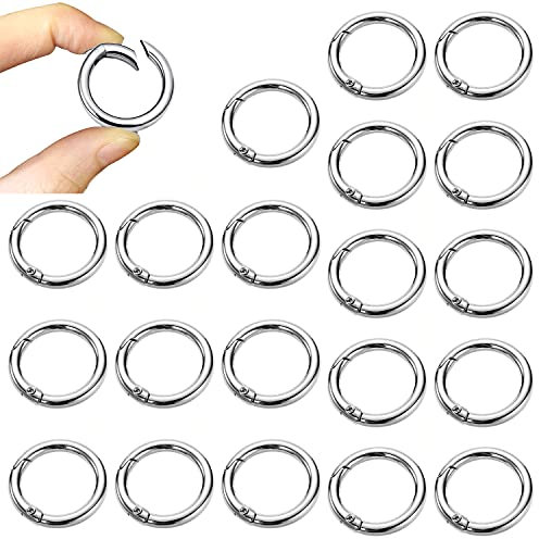 KYYLZ 20 Pz 28mm Clip Scatto Molla Rotonda, Moschettoni a innesco, Gancio Fibbia Portachiavi-O, Anello Moschettone per Borsetta, Anelli aperti, Applica a Borsa,Tracolla for Accessorio Organizzato