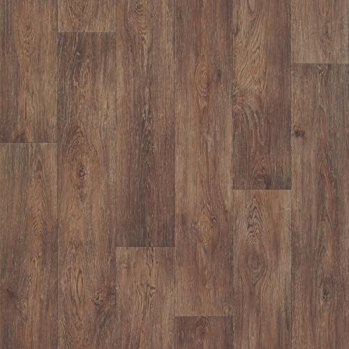 VINYL FLOORING UK Wood Effect Brown Anti-Slip Vinyl Flooring Roll For Living Room, Hallways, Kitchen, 2.3mm Thick Vinyl Sheet, Waterproof Lino Flooring-2m(6'6) X 2m(6'6)-4m²