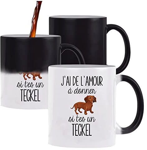 Planetee Mug magique Amour Teckel | Tasse change de couleur avec la chaleur