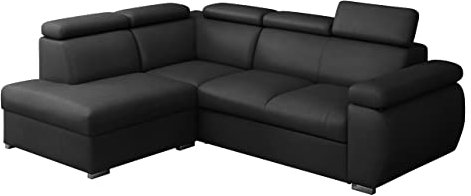 Mirjan24 Ecksofa Boston mit Schlaffunktion und Bettkasten, Eckcouch mit Einstellbare Kopfstützen, Polsterecke, L-Sofa, Verchromte Füße, 2r+R+LXp (Seite: Rechts, Kronos 34)