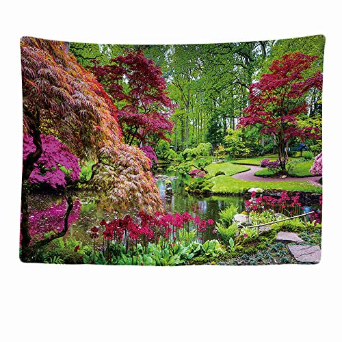 Ulticool - Bäume Blumen Blüte Natur Wasser Park - Wandteppich - 200x150 cm - Großer Wandteppich - Poster Verzierung - Dekoration - Tapete - Leinwand - Malerei - Zubehör Raumteiler