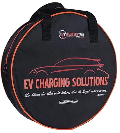 TEUTSCHTECH, Aufbewahrungstasche rund für EV-Ladekabel, Kabeltasche, Elektroauto-Zubehör, Kabelmanagement, Tasche für Camping & Wohnwagen. Mit Premium Reißverschluss der Marke YKK.
