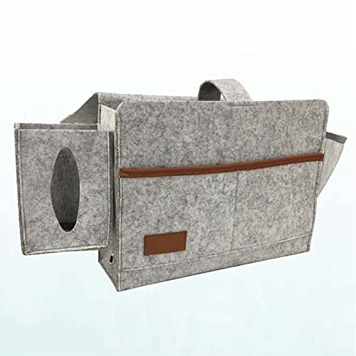 JHLA Bett Tasche Hängend Boxspringbett Filz Anti-Rutsch Aufbewahrungstasche Bett Organizer Filz Bettablage Sche Bettablage Und Aufbewahrungstasche,LightGrey
