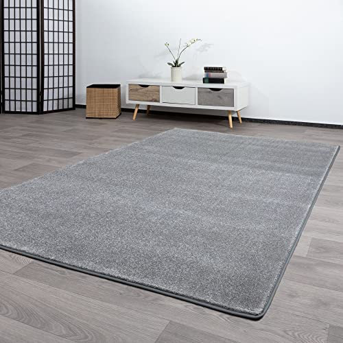 Steffensmeier Kurzflor Teppich Pisa | Wohnzimmerteppich | Modern | Pflegeleicht | Grau, Größe: 120x180 cm
