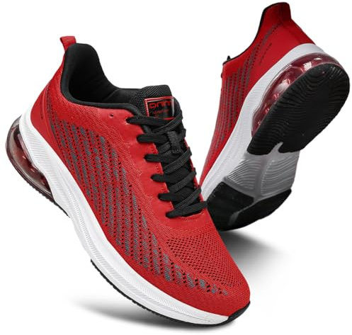sotirsvs Scarpe da Ginnastica Uomo Donna Air Scarpe Basket Sport Outdoor Fitness Running Sneakers Respirabile Moda Mesh Redwhite 42 EU