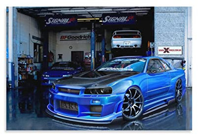 ZONDER Supercar Poster für Nissan Skyline R34 GTR Rennauto, Sportwagen, dekoratives Gemälde, Leinwand, Wand- und Kunstbild, Druck, modernes Familien-Schlafzimmer, Dekoration, 30 x 45 cm