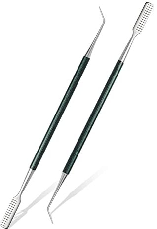 FVION 2 Stück Wimpernlifting Zubehör, Wimpernlifting Set Wimpernkamm aus Edelstahl für Wimpernverlängerung, Lash Lifting Zubehör Wimpernkamm Wimperntrenner, Lash Lift Tool - Grün